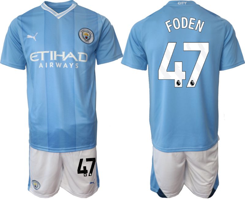 Men 2023-2024 Club Manchester City home Light blue #47 Soccer Jersey->manchester city jersey->Soccer Club Jersey